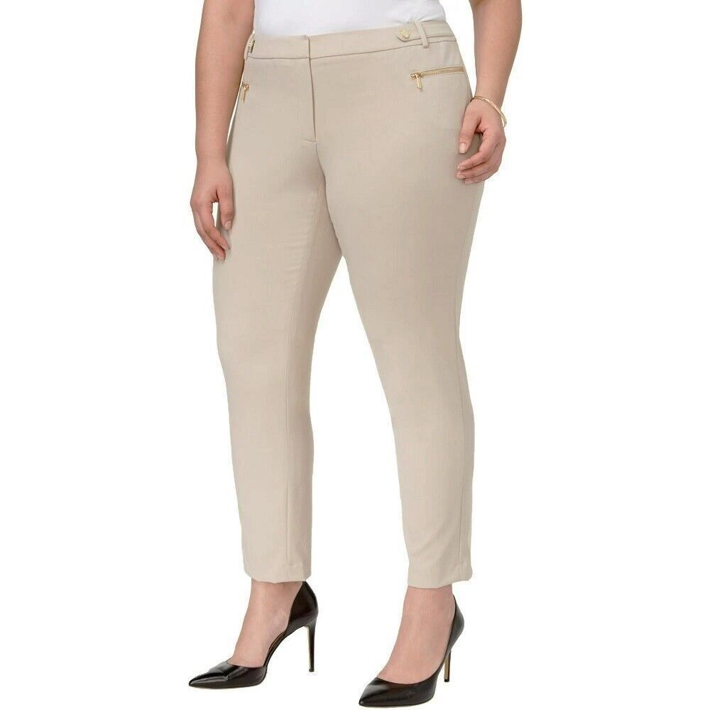 Calvin Klein Womens Plus Business Professional Straight Leg Beige Pants- 24W - Picture 4 of 6
